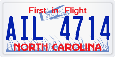 NC license plate AIL4714