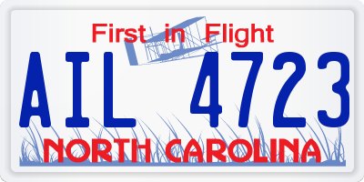 NC license plate AIL4723
