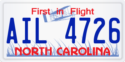 NC license plate AIL4726