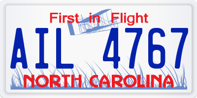 NC license plate AIL4767