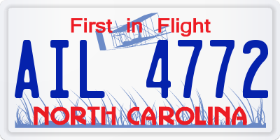 NC license plate AIL4772