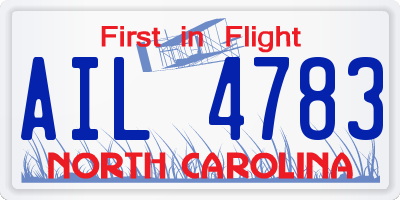 NC license plate AIL4783