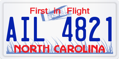 NC license plate AIL4821