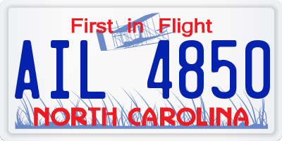 NC license plate AIL4850