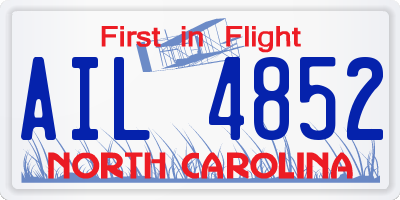 NC license plate AIL4852