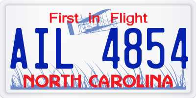 NC license plate AIL4854