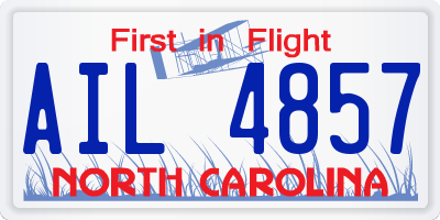 NC license plate AIL4857