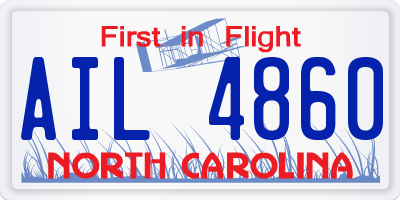 NC license plate AIL4860