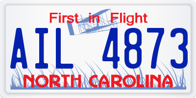 NC license plate AIL4873