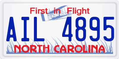 NC license plate AIL4895