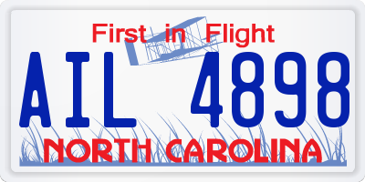 NC license plate AIL4898