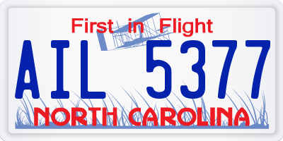 NC license plate AIL5377