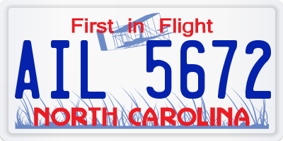 NC license plate AIL5672