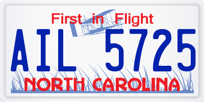 NC license plate AIL5725