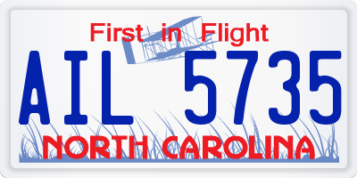 NC license plate AIL5735