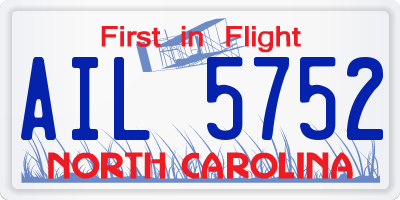NC license plate AIL5752