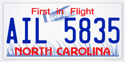 NC license plate AIL5835