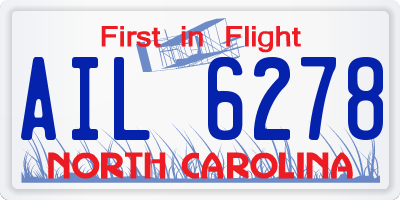 NC license plate AIL6278