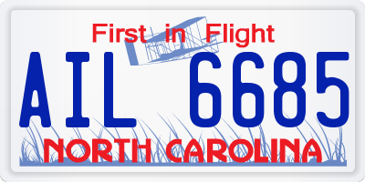 NC license plate AIL6685