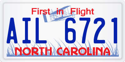 NC license plate AIL6721