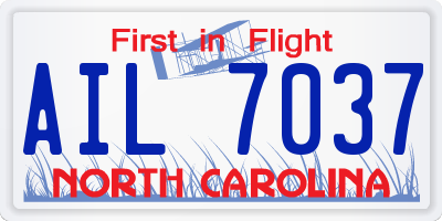NC license plate AIL7037