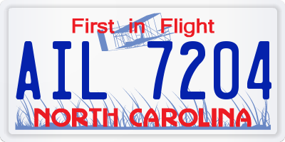 NC license plate AIL7204