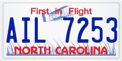 NC license plate AIL7253