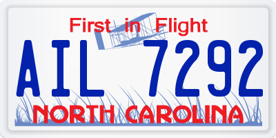 NC license plate AIL7292