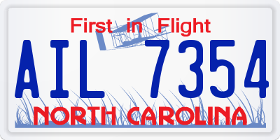NC license plate AIL7354