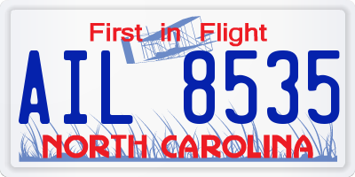NC license plate AIL8535