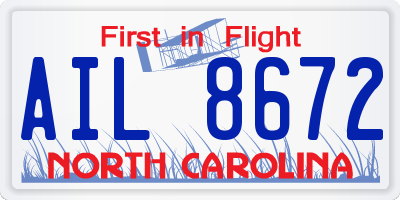 NC license plate AIL8672
