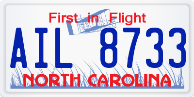 NC license plate AIL8733