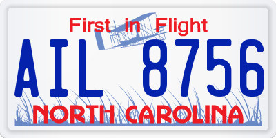 NC license plate AIL8756