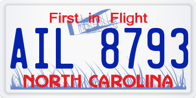 NC license plate AIL8793