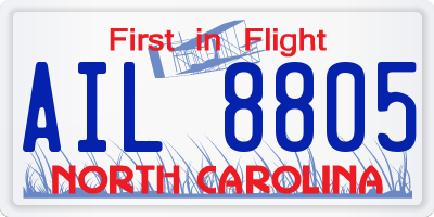 NC license plate AIL8805