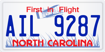 NC license plate AIL9287