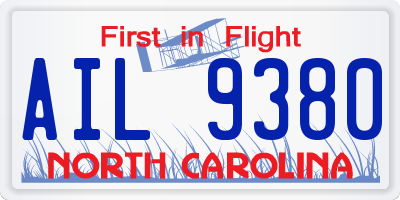 NC license plate AIL9380