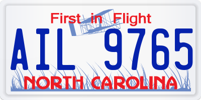 NC license plate AIL9765