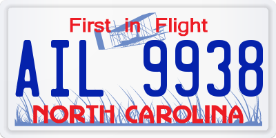NC license plate AIL9938