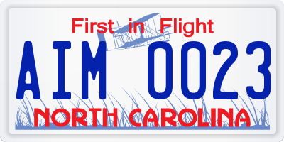 NC license plate AIM0023