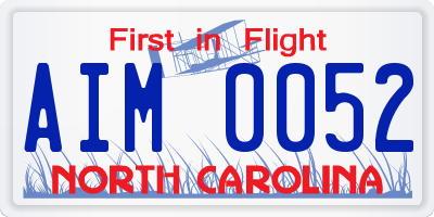 NC license plate AIM0052