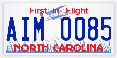 NC license plate AIM0085