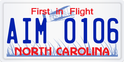 NC license plate AIM0106
