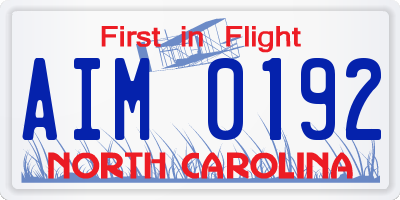 NC license plate AIM0192