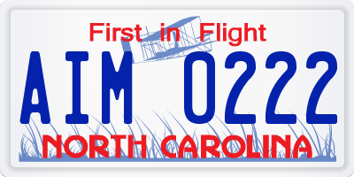 NC license plate AIM0222