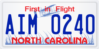 NC license plate AIM0240
