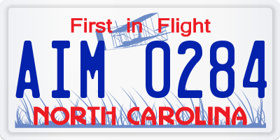 NC license plate AIM0284