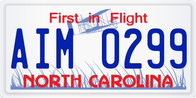 NC license plate AIM0299