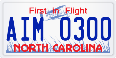 NC license plate AIM0300