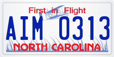 NC license plate AIM0313